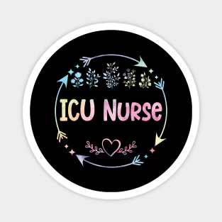 ICU Nurse cute floral watercolor Magnet